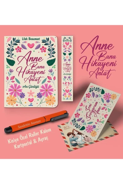 nesnel yayınlar Kişiye Özel Anne Bana Hikayeni Anlat Ayraç Kartpostal Kalem - Turuncu ürün görseli 1