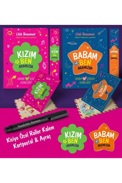 nesnel yayınlar Baba - Kız Aramızda Ayraç Kartpostal Kişiye Özel Kalem - Siyah ürün görseli 1