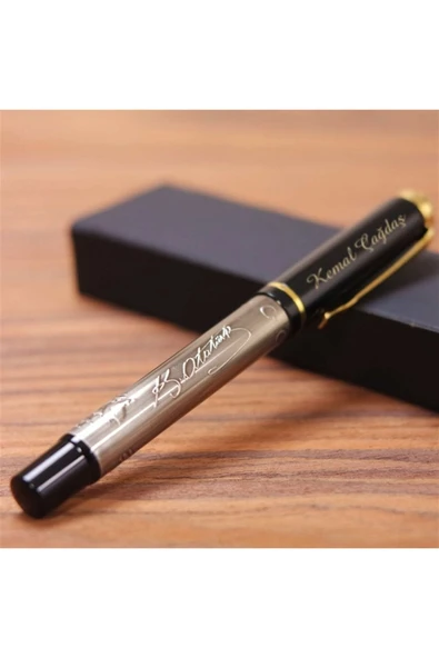 BANİMU Isme Özel Atatürk Imzası Kabartmalı Roller Kalem ürün görseli 1