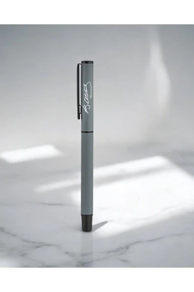 Nesnel Gift Atatürk İmzalı Nardo Gri Roller Kalem - Resim 4