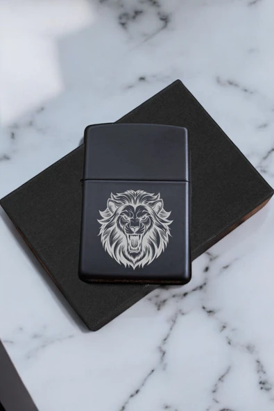 Nesnel Gift Vahşi Aslan Figürlü Metal Benzinli Çakmak