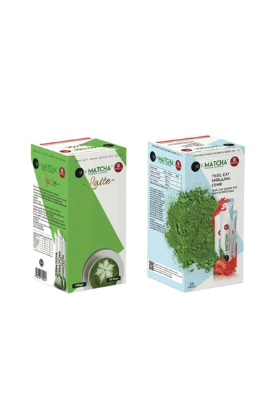 Bilge İlaç Latte(Hindistan Cevizli) ve Çilek Aromalı Detox Matcha Çayı (1'er Kutu Toplam 2 Kutu=40 Şase(Poşet))