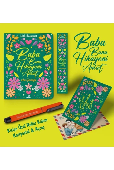 nesnel yayınlar Kişiye Özel Baba Bana Hikayeni Anlat Ayraç Kartpostal Kalem - Turuncu ürün görseli 1