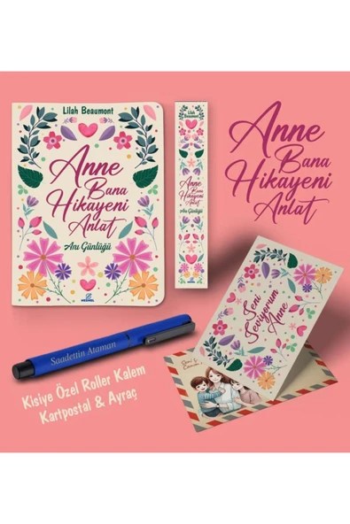 nesnel yayınlar Kişiye Özel Anne Bana Hikayeni Anlat Ayraç Kartpostal Kalem - Lacivert ürün görseli 1