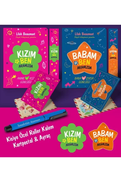 nesnel yayınlar Baba - Kız Aramızda Ayraç Kartpostal Kişiye Özel Kalem - Mavi - 1