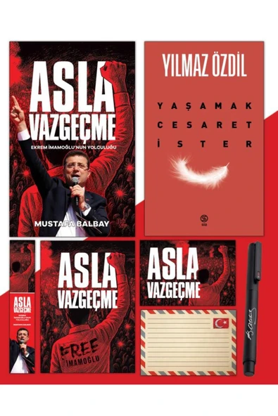 Halk Kitabevi Asla Vazgeçme - Ayraç - Kartpostal - Poster - Yaşamak Cesaret İster - Atatürk İmza Baskılı Kalem ürün görseli 1