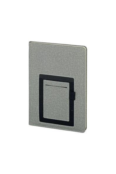 Nesnel Gift Cüzdanlı ve Kalemlikli Termo Deri Gri Modern Ajanda - Siyah Touchpenli Metal Kalem Hediyeli - Resim 4