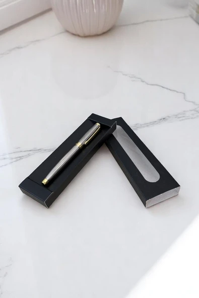Nesnel Gift İşlemeli Metal Roller Kalem - Gümüş - Resim 2