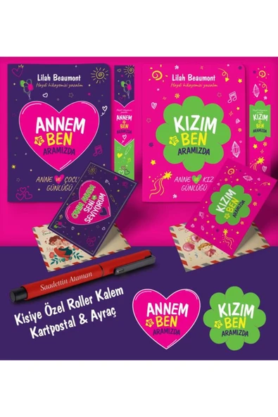 nesnel yayınlar Anne - Kız Aramızda Ayraç Kartpostal Kişiye Özel Kalem - Kırmızı ürün görseli 1