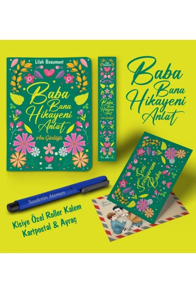nesnel yayınlar Kişiye Özel Baba Bana Hikayeni Anlat Ayraç Kartpostal Kalem - Lacivert - 1