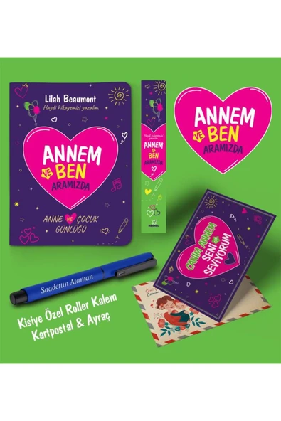 nesnel yayınlar Annem ve Ben Aramızda Ayraç Kartpostal Kişiye Özel Kalem - Lacivert ürün görseli 1