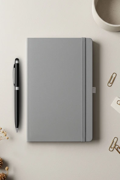 inkglo Gri Kapaklı 96 Yaprak Defter Kalem Ve Kapak Lastikli Çizgili 13x21cm Not Defteri ürün görseli 1