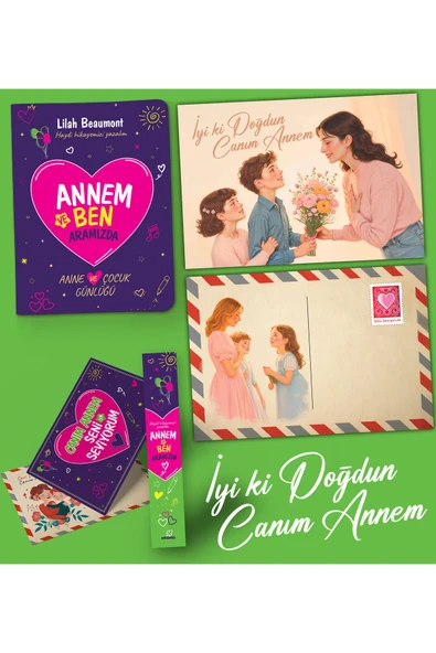 nesnel yayınlar Annem ve Ben - Aramızda - Ayraç ve İkili Doğum Günü Kartpostalı ürün görseli 1