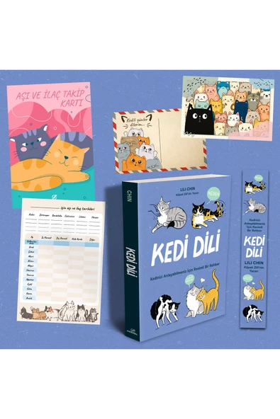 nesnel yayınlar Kedi Dili ve Köpek Dili - Kartpostal - Ayraç - Aşı Takip Kartı - İkili Set - Lili Chin - 2