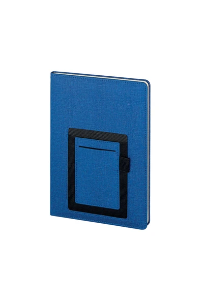 Nesnel Gift Cüzdanlı ve Kalemlikli Termo Deri Mavi Modern Ajanda - Siyah Touchpenli Metal Kalem Hediyeli - 4