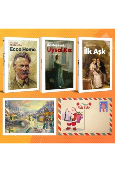 Halk Kitabevi Dünya Klasikleri Üçlü Set - Ecco Homo - Uysal Kız - Ilk Aşk Ve Kartpostal ürün görseli 1