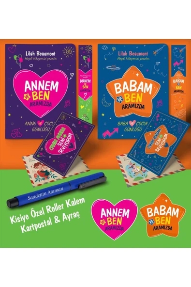 nesnel yayınlar Annem - Babam ve Ben Aramızda Ayraç Kartpostal Kişiye Özel Kalem - Lacivert - 1