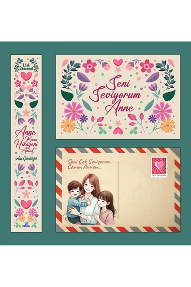 nesnel yayınlar İyi Ki Varsın Anne Ayraç Kartpostal - Annem ve Ben - Anne Bana Hikayeni Anlat - 3
