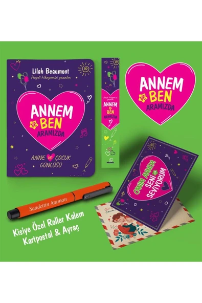nesnel yayınlar Annem ve Ben Aramızda Ayraç Kartpostal Kişiye Özel Kalem - Turuncu ürün görseli 1