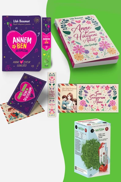 nesnel yayınlar Annem ve Ben Aramızda Günlüğü&Anne Bana Hikaye Anlat ve Çilek Aromalı Detox Matcha Çayı ürün görseli 1