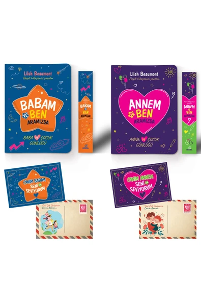 nesnel yayınlar Ailem ve Ben Anne Baba Çocuk Günlüğü Kartpostal ve Ayraç İlaveli ürün görseli 1