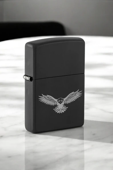 Nesnel Gift Kartal Motifli Metal Benzinli Çakmak - Resim 2
