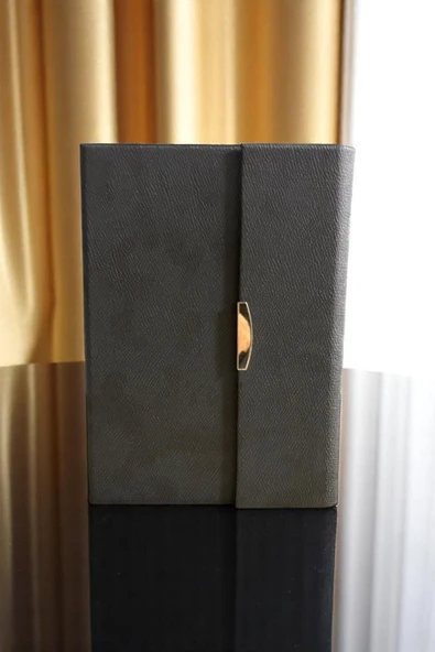Nesnel Gift Siyah Deri Mıknatıs Kapaklı Ajanda - Siyah Touchpenli Kalem Hediyeli - 4