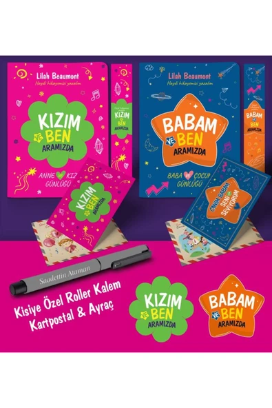 nesnel yayınlar Baba - Kız Aramızda Ayraç Kartpostal Kişiye Özel Kalem - Gri ürün görseli 1