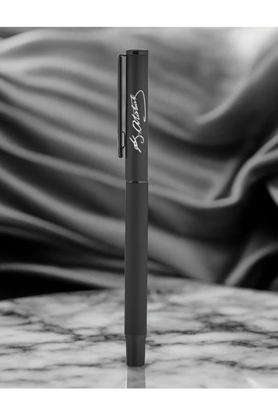 Nesnel Gift Atatürk İmzalı Siyah Roller Kalem - Resim 4