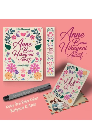 nesnel yayınlar Kişiye Özel Anne Bana Hikayeni Anlat Ayraç Kartpostal Kalem - Gri ürün görseli 1