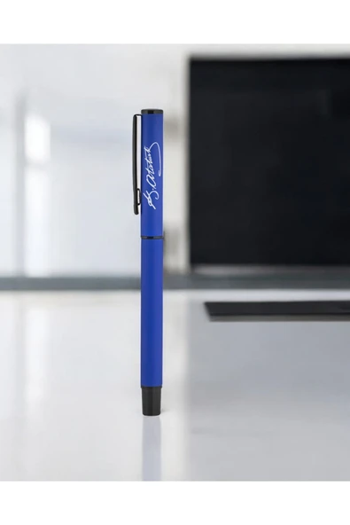 Nesnel Gift Atatürk İmzalı Mavi Roller Kalem - Resim 5