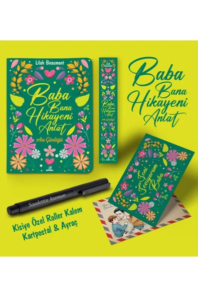 nesnel yayınlar Kişiye Özel Baba Bana Hikayeni Anlat Ayraç Kartpostal Kalem - Siyah ürün görseli 1