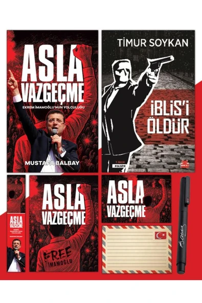 Halk Kitabevi Asla Vazgeçme - Ayraç - Kartpostal - Poster - İblisi Öldür - Atatürk İmza Baskılı Kalem - 1