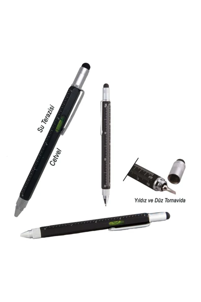 BANİMU Çok Amaçlı Metal Kalem Cetvelli, Terazili Mühendis, Müteahhit, Marangoz, Inşatçı, Tesisatçı Kalemi ürün görseli 1