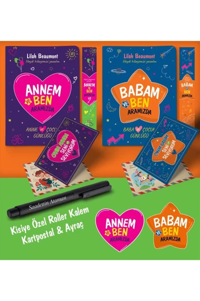 nesnel yayınlar Annem - Babam ve Ben Aramızda Ayraç Kartpostal Kişiye Özel Kalem - Siyah ürün görseli 1