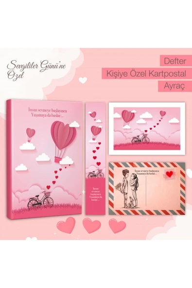 Halk Kitabevi Kartpostallı Hediye Seti-pembe Go?kyu?zu? 128 Sayfa Defter 1 Kartpostal 1 Ayrac? ürün görseli 1