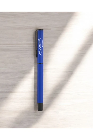 Nesnel Gift Atatürk İmzalı Mavi Roller Kalem - Resim 4