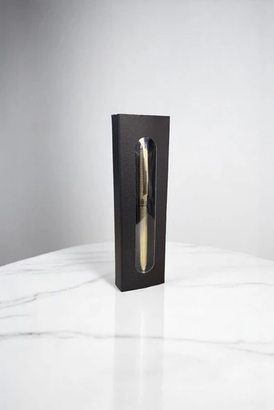 Nesnel Gift İşlemeli Metal Roller Kalem - Altın - Resim 3
