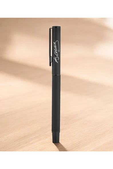 Nesnel Gift Atatürk İmzalı Siyah Roller Kalem - Resim 2