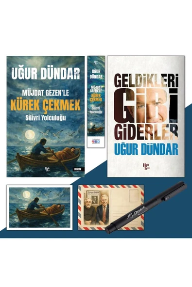 Halk Kitabevi Müjdat Gezenle Kürek Çekmek -Ayraç-Kartpostal ve Geldikleri Gibi Giderler-Atatürk İmza Baskılı Kalem ürün görseli 1