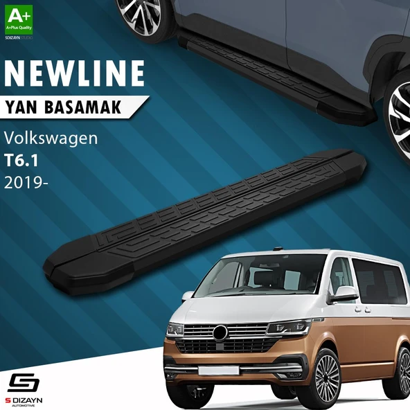 S-Dizayn VW Transporter T6.1 Uzun Şase NewLine Siyah Yan Basamak 253 Cm 2019-2025 A+ Kalite ürün görseli