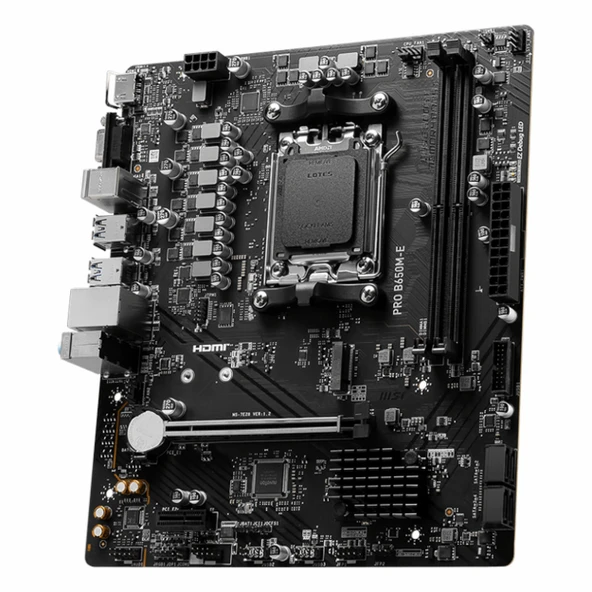 MSI Pro B650M-E DDR5 (6800MHz)OC M.2 VGA/HDMI PCIe 4.0 AM5 mATX Anakart - Resim 3