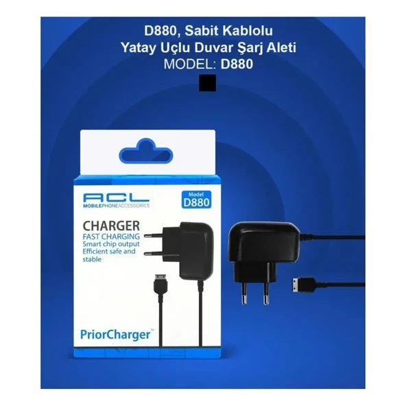 ACL AC-3 D880 0.6A 1mt Sabit Kablolu Şarj Aleti Seyahat Şarj - Resim 4