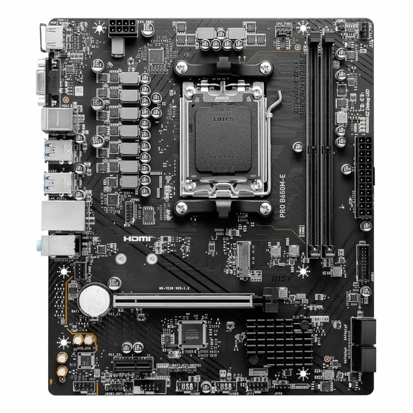 MSI Pro B650M-E DDR5 (6800MHz)OC M.2 VGA/HDMI PCIe 4.0 AM5 mATX Anakart - Resim 2