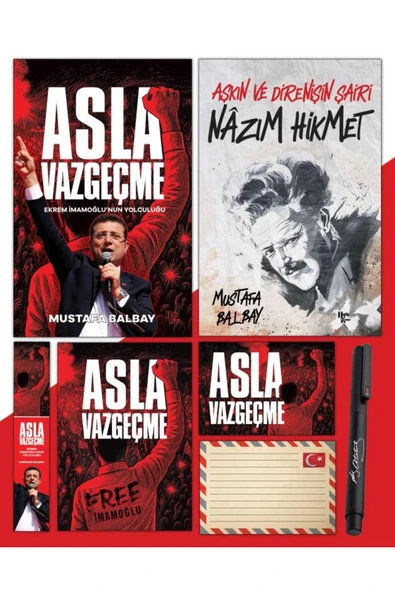 Halk Kitabevi Asla Vazgeçme - Ayraç - Kartpostal - Poster - Nazım Hikmet - Atatürk İmza Baskılı Kalem ürün görseli 1