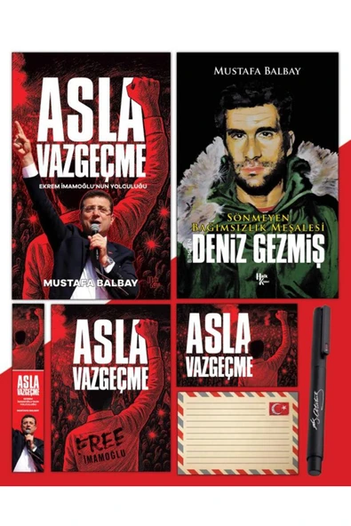 Halk Kitabevi Asla Vazgeçme - Ayraç - Kartpostal - Poster - Deniz Gezmiş - Atatürk İmza Baskılı Kalem ürün görseli 1