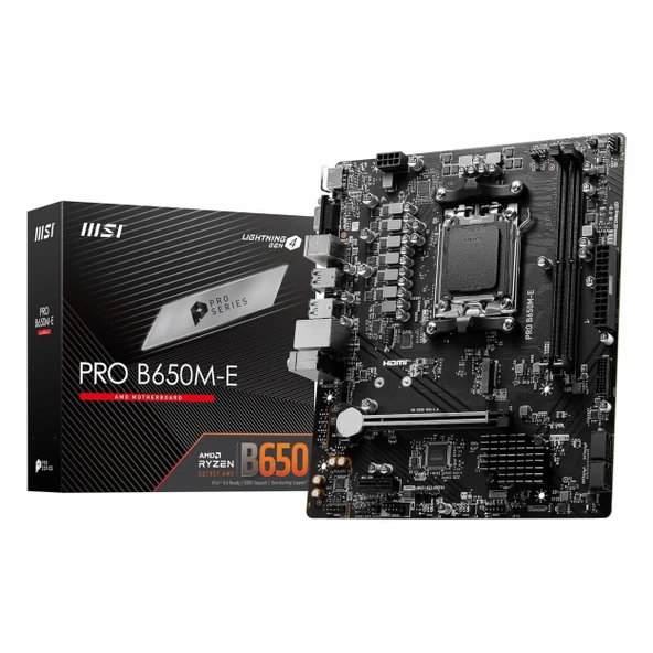 MSI Pro B650M-E DDR5 (6800MHz)OC M.2 VGA/HDMI PCIe 4.0 AM5 mATX Anakart ürün görseli 1