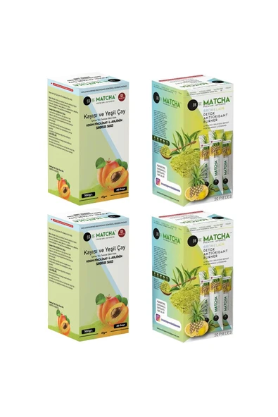 Bilge İlaç Ananas ve Kayısı Aromalı Detox Matcha Çayı (2'er Kutu Toplam 4 Kutu=80 Şase(Poşet))