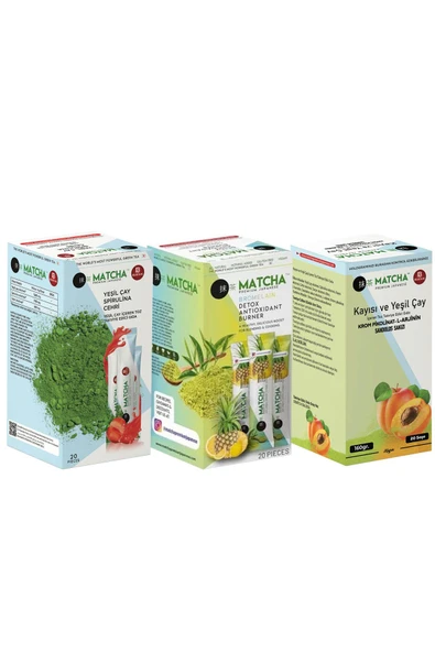 Bilge İlaç Çilek&Ananas ve Kayısı Aromalı Matcha Çayı (1'er Kutu Toplam 3 Kutu=60 Şase(Poşet))