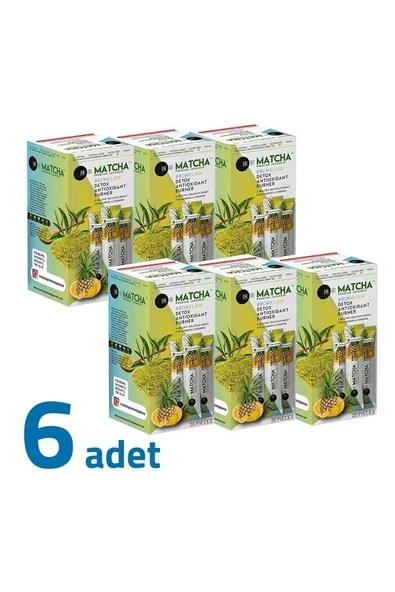 MATCHAİ PREMİUM MATCHA Premium Japanese MATCHA & BROMELAIN Limon Aromalı Detox Burner Form Çayı 6 Kutu